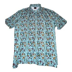 Tropical Bros Dia De Los Muertos Polo Shirt Mens 2XL Day of The Dead Party Blue